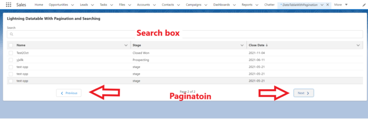 Lightning Datatable With Pagination and Searching and Sorting